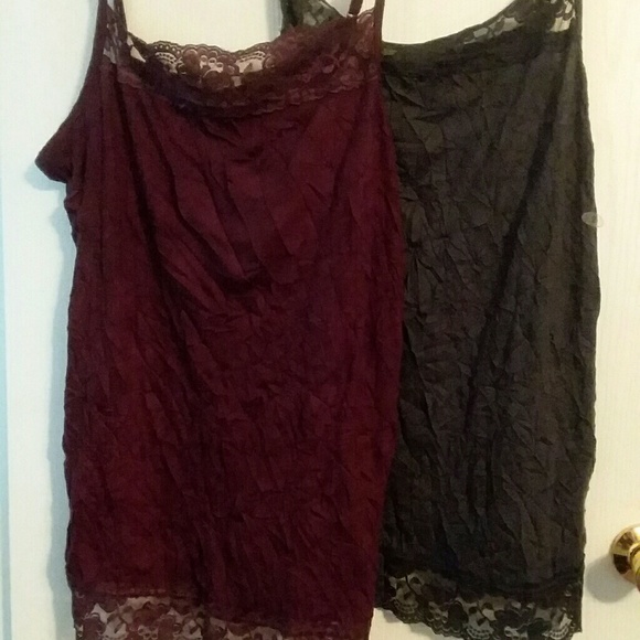2 Maurices Lacey Tank Tops Burgundy& Charcoal - Picture 1 of 7